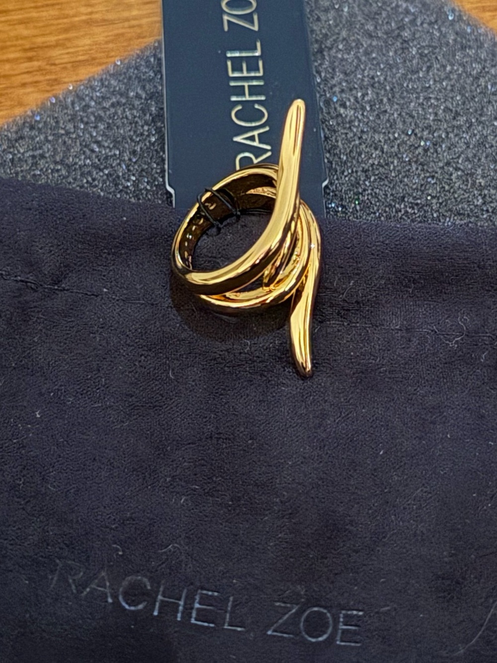 Rachel Zoe Polished Goldplate Midi Sculptural Knot Ring - Picture 2 of 12